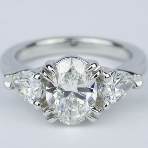 Oval And Pear Cut  Moissanite  Engagement Ring